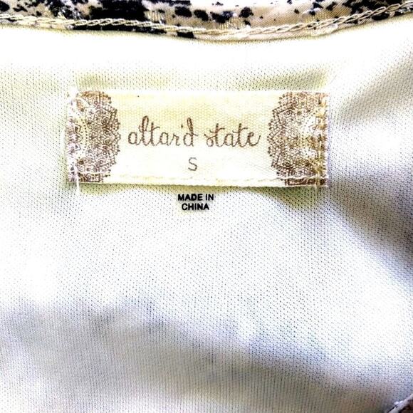 Altar'd State Animal Print Mini Dress Size Small Gray Ruffle Babydoll Bohemian - Picture 3 of 10